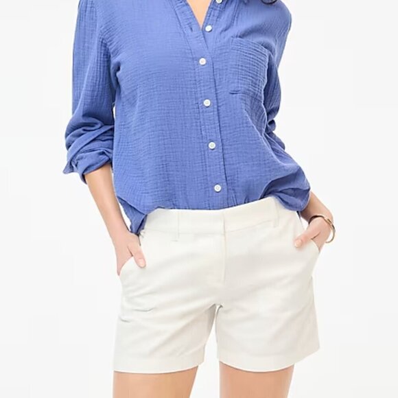 J. Crew 5" Cotton Comfortable Classic Chino Shorts White Size 6 - Picture 1 of 9